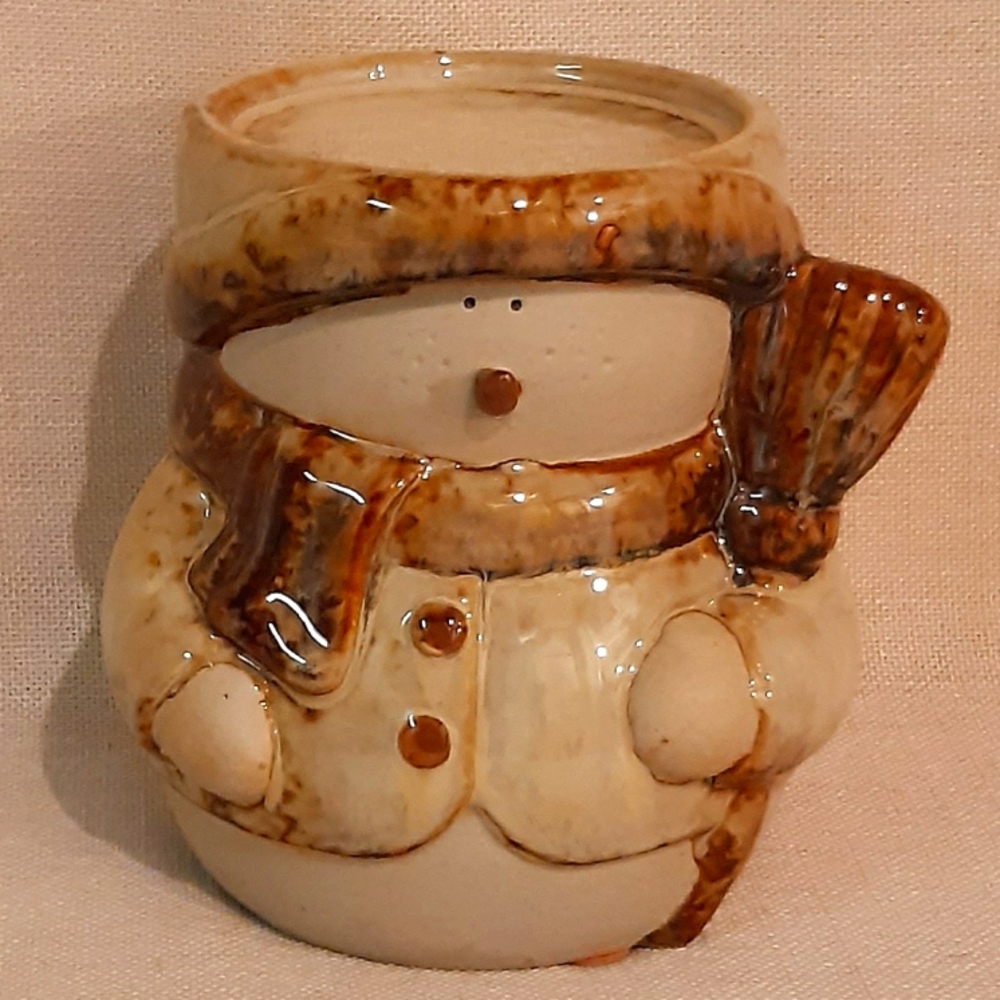 Ceramic Glazed Snowman Candle Holder